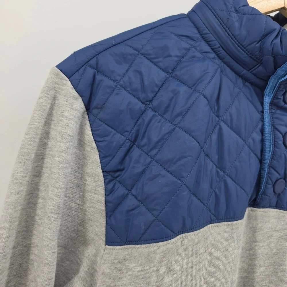 Vineyard Vines Mens Small Gray Blue Quilted Hybrid Shep Shirt Snap Pullover Hood
